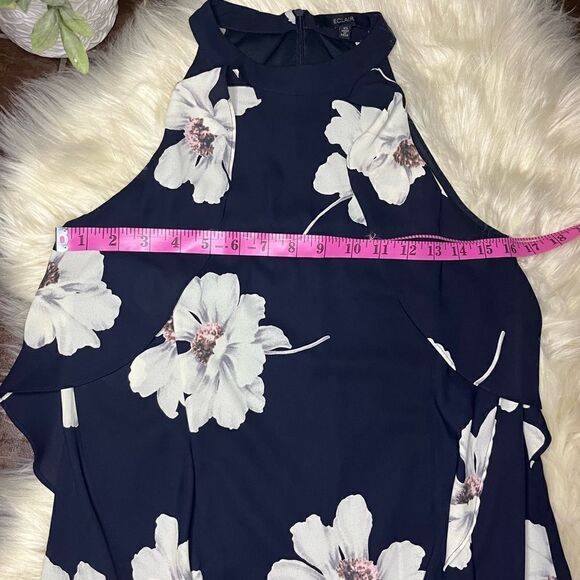 Eclair navy blue floral sleeveless dress sz XS - Picture 7 of 8